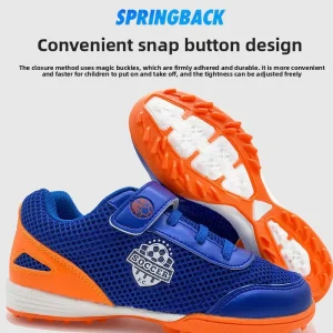 Football Shoes Children Boys Girls TF Turf Studs Summer Breathable Mesh Upper Natural Rubber Outsole Velcro Training China Model