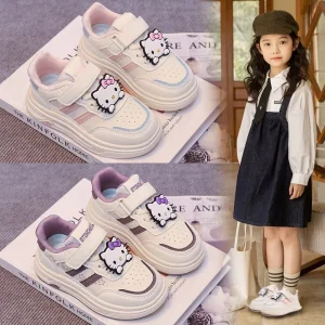 For Girls’ Platform Board Shoes Spring Autumn New Soft Soled Velcro Closure Ankle Height Kids Shoes