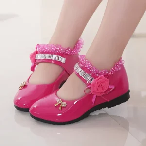 Free Sample Kids Girls Princess Party Dress Children Casual Shoes Children Shoes Flower Girl Pu Leather Shoes for Girls