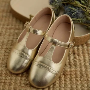 French Retro Performance Dance Baby Shoes Girls’ T shaped Shallow Mouth Velcro Versatile Mary Jane Leather Shoes