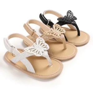 Frosted Princess Beautiful Flat Infant Girls Butterfly Flip Flops Sandals Shoes Outdoor Baby Girl Sandals