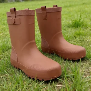 Full Waterproof Protection Blank Brown Kids Rain Boots for Unisex Kids