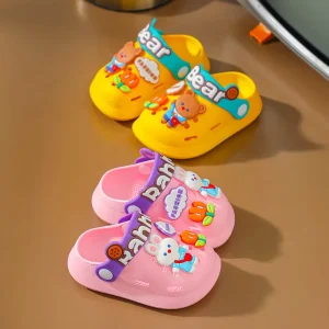 Fun Summer Cartoon PVC Beach Clogs Sandals Funny Kids Home Slippers for Bathrooms and Beaches