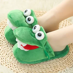 Funny Crocodile Slippers Opening Mouths Walking Little Crocodile Toy Indoor Non slip Plush Slippers