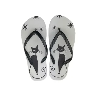 Funny Design Adjustable Straps Children Fashion Animal Cat Custom Printed Flip Flops