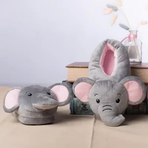 Funny Elephant Cartoon Plush Slippers Kids Winter Warm Soft Indoor Shoes Boys Girls Animals Cotton Shoes Home Slippers