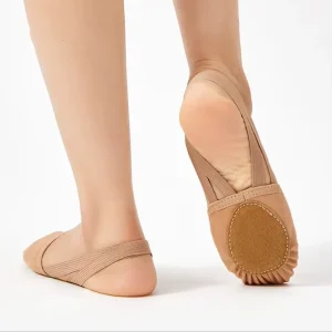 GS00009 Girls Stretch Canvas Half Shoes Dance Anti Slip Gymnastics Ballet Dance Half Shoes