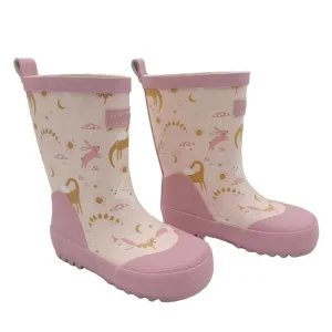 Garden Farming Waterproof Rubber Outsole Full Printed Fashion Kids Welly Rain Boots for Girls