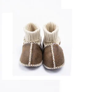 Genuine Sheepskin Fur Winter Baby Shoes Toddler Soft Sole Baby Booties Brown Infant Baby Shoes