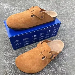 Germany High Quality Summer Winter Outdoor Indoor Closed Toe Soft Flat Real Leather Suede Cork Cushioning Anti-Slippery