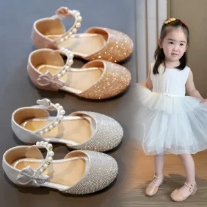 Girl Ballet Flat Gold Bling Princess Shoes Sequins Bling Princess Baby Dance Party Shoes Kids Flat Shoes