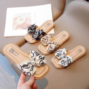 Girl Cute Bow New Summer Fashion Beautiful Children Kids Elegant Comfortable Round Toe Sandals Slippers Flats Toddler Shoes