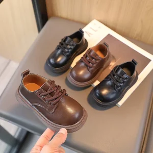 Girl New Fashion Children Leather Shoes British Style Solid Round Toe Low Heel Kids Formal Occasions Performance Shoes Outdoor