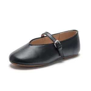 Girl School Shoes Black PU Mary Jane Flats Kids Formal Shoes for Flower Girls Dresses and Holiday Summer Fashion