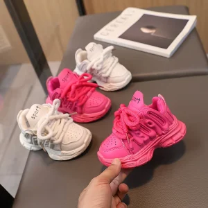 Girl Thick New Casual Breathable Sports Shoe Kids Sneaker Running Shoes Soft Sole Outdoor Fashion Lace up Sport Children Shoes