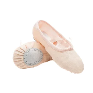 Girls 12+y Indoor Anti-Slip Soft Soled Canvas Ballet Dance Shoes Breathable Elastic Band Closure Cotton Insole