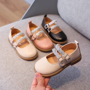 Girls Basic Kids Shoes Flats Baby Toddlers Anti Slippery Casual Shoes for Child Leather Shoes Black