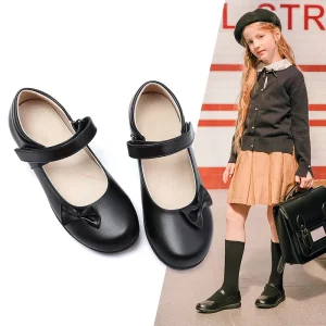 Girls’ Black Leather Shoes Genuine Leather Children’s Performance Shoes Student Etiquette Flower Children’s School Shoes