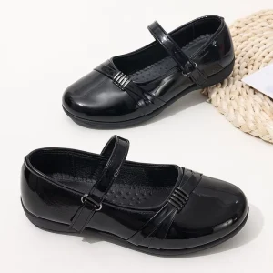 Girls Black Mary Jane Shoes Non Slip Soft Sole Patent Leather Formal Uniform Shoes for School Party Wedding Custom