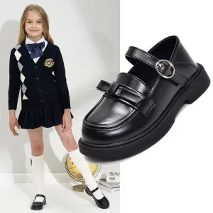 Girls Black Velcro School Shoes Easy Wear Design Durable & Comfort Kids Uniform Footwear