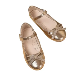 Girls Bow Princess Dress Shoes Kids Shiny Wedding Party Shoes School Pupil PU Girls Ballerina Shoes