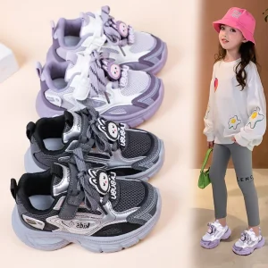 Girls Boys All-Match Comfortable Soft Bottom Sneakers Children’s Shoes Slip-On Cartoon Mesh Design