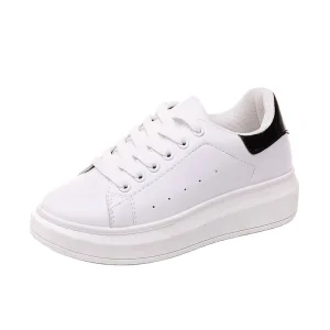 Girls Boys Lace Up Fashion Sneakers Toddler Little Big Kid Platform Fashion Trainers Children Genuine Leather Brand Shoes
