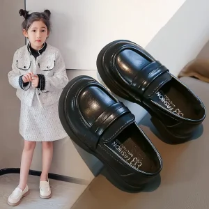 Girls & Boys Loafers Round Toe Princess Fashion Leather School & Wedding Shoes Soft & All Match Kids Uniform