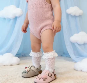Girls Bunny Decor Suede Clogs Toddler Soft Sole Buckle Sandals for Kids