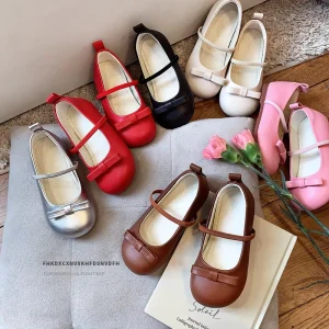 Girls’ Casual Princess Mary Jane Flats Children’s Lighted Leather Sneakers Flower Dress Shoes