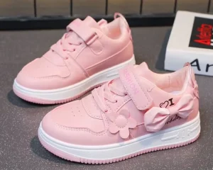 Girls Casual School Shoes for Children Sneaker Pink Kids Sport Shoes Cartoon Printing White Sneakers for Girls