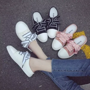 Girls Casual Shoes Bow Canvas Shoes Slippers