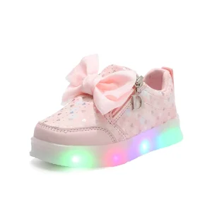 Girls Casual Shoes Children’s Anti Slip Rubber Soft Soled Zipper Closure Board Shoes With Warning Lights Kid Beauty Sport Shoes