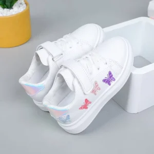 Girls’ Casual Sneakers White Shoes with Thick Sole Comfortable Running Sneakers