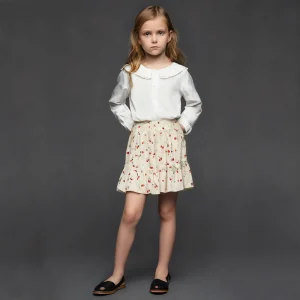 Girls’ Casual Suit New Fashion Chic Style Argyle Pattern Pleated Skirt Canvas 100% Cotton Two Piece Set Children’s Autumn