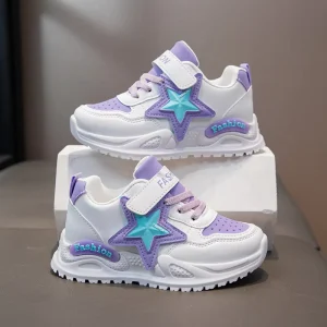 Girl’s Children’s Shoes Spring Autumn New Sneakers Breathable Fashion Mesh Upper Thick Bottom Running Lightweight Anti-Slip
