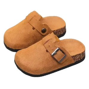Girls’ Children’s Thick soled Buckle Strap Winter Half Slippers Small Medium Wear Resistant