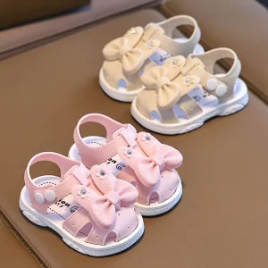 Girls Closed Toe Sandals Summer Breathable Waterproof Outdoor Princess Style Chic Toddler Shoes Non Slip Soles Cartoon Babies