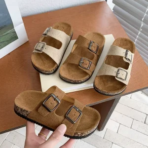 Girls Cute Customized Double Buckle Walking Style Kids Slide Slippers Children