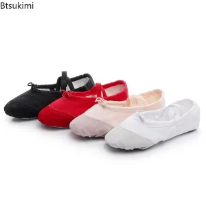 Girls Drawstring Ballet Shoes Kids Soft Soled Dance Flats Adult Professional Dance Shoes Wear Resistant Non slip Ballerina Shoes