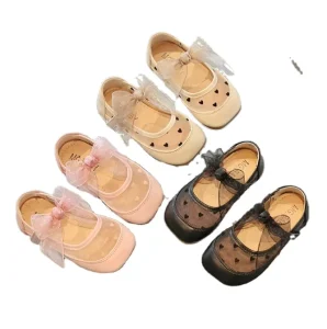 Girl’s Dress Shoes Spring Children’s Mesh Breathable Bowknot Mary Jane Princess Dress Shoes 1-7 Years