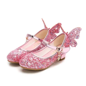 Girls Dress Shoes Wedding Party Heel Flower Heel Shoes Toddler Litter Kid Big Kid