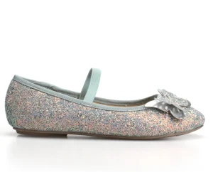 Girls Fashion Popular Flat Girls Kids Shoes Casual Glitter Material Butterfly Flower Round Toe Soft Insole Shoes for Kids