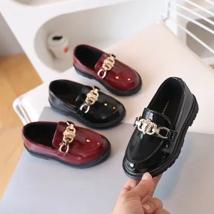 Girls Fashionable Versatile Leather Shoes Soft Soled Princess Shoes British Style Performance Flats