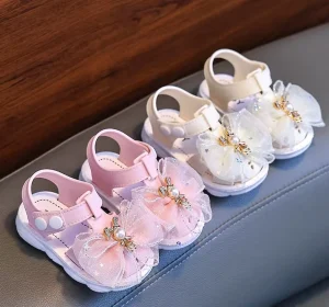 Girls Flat Roman Sandals Children Beach Shoes With Beautiful Flowers Baby Outdoor Sandals