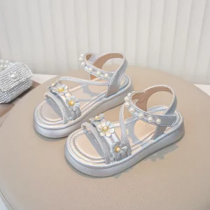 Girls’ Flower Sandals Summer New Style Sandals Baby Outdoor Beach Shoes Princess Sandals