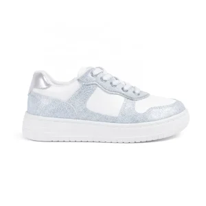 Girls Glitter Sneakers Shiny Kids Casual Shoes Lace up Lightweight Non Slip Toddler Walking Chunky Four Seasons Cotton Lining PU