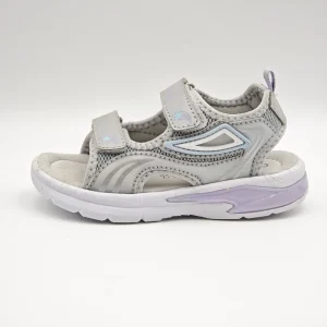 Girls’ Grey Purple Summer Sandals Breathable Mesh Hook Loop Lightweight Soft Sole Casual Kids Shoes