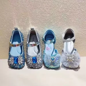 Girls Heels Dress Shoes Wedding Party Sparkle Glitter Princess Shoes for Kids Toddler Little and Big Girl