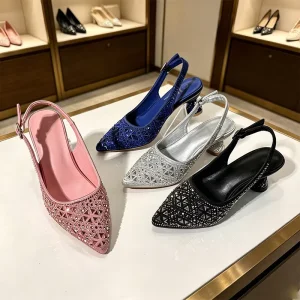 Girls High Heel Sandals Sparkling Rhinestone Crystal Kids Performance Catwalk Dress Shoes for Wedding Party Church Africa